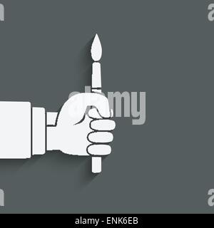 Hand des Künstlers mit Pinsel - Vektor-Illustration. EPS 10 Stock Vektor