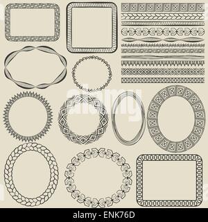 handgezeichnete nahtlose Grenzen - Vektor-Illustration. EPS 8 Stock Vektor