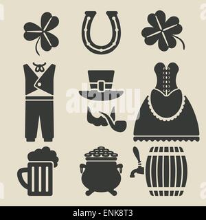 St. Patricks Day Symbole Set - Vektor-Illustration. EPS 8 Stock Vektor