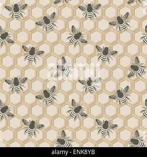 Bee nahtlose Muster Stock Vektor