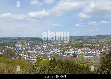 Panoramablick über Attendorn, Sauerland, Nordrhein-Westfalen, Deutschland Stockfoto