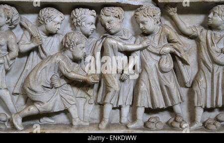 Römische Epoche. Sarkophag eines Kindes. Marmor. 3. Jhdt. AD. Von Via Appia. Rom. Vatikanischen Museen. Pio-Clementine Museum. Stockfoto