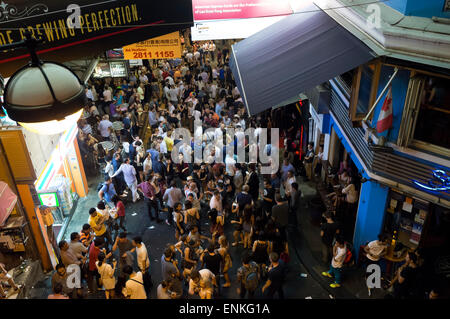 Nachtleben in Lan Kwai Fong, Hongkong, China. Stockfoto