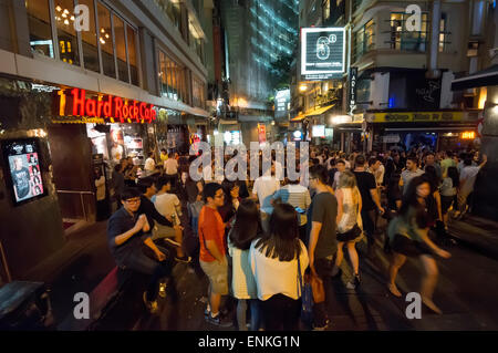 Nachtleben in Lan Kwai Fong, Hongkong, China. Stockfoto