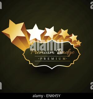 schöne Premium-goldenes Abzeichen Design mit Sternen-Vektor-design Stock Vektor