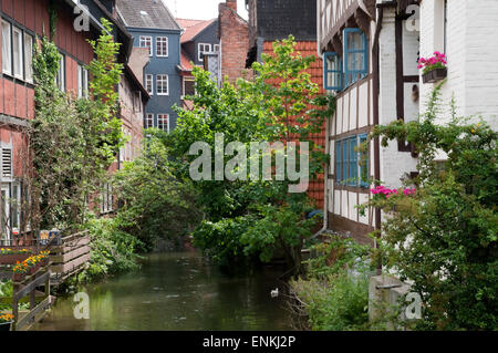 Canal, kleine Venedig, Altstadt, Wolfenbüttel, Niedersachsen, Deutschland Stockfoto