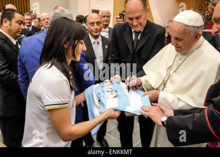 Nervi Hall, Vatikanstadt. 7. Mai 2015. der Fußballverein SS Lazio im Publikum vom Papst Francis. Bildnachweis: Wirklich einfach Star/Alamy Live-Nachrichten Stockfoto