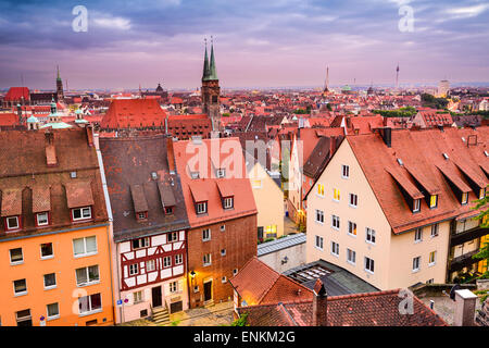 Nürnberg, alte Stadt Skyline. Stockfoto