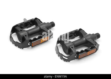 Fahrradpedale auf weißem Hintergrund Stockfoto