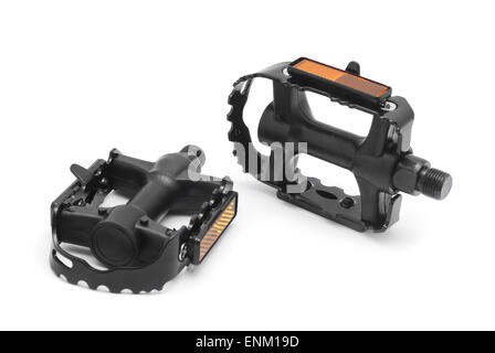 Fahrradpedale auf weißem Hintergrund Stockfoto