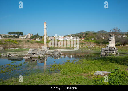 Der Tempel der Artemis in Ephesus-Türkei.  Eines der sieben Weltwunder der Antike. Stockfoto