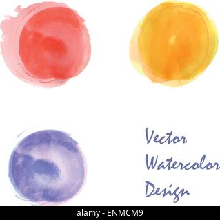 Transparente Hand gezeichnete Aquarell Kreise gesetzt. Stock Vektor