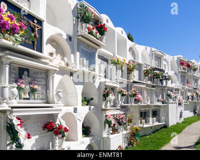 Blick auf dem Friedhof in Casares, Spanien Stockfoto