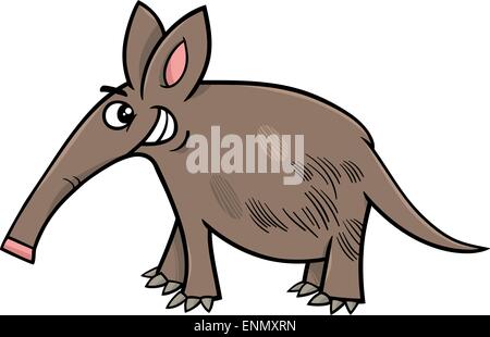 Cartoon-Illustration der lustige Erdferkel Tier Charakter Stock Vektor