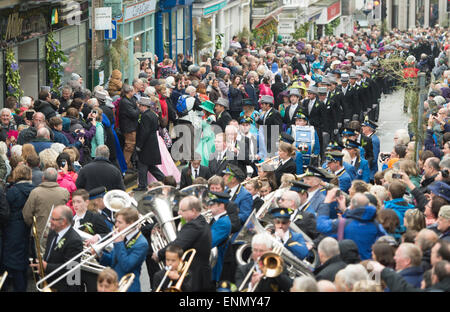 Helston Flora Tag 2015, Mittag Tanz Stockfoto