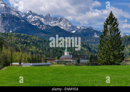 Schloss und Hotel Elmau ist der Ort für die G7-Treffen am 7. und 8. Juni 2015 in Bayern, Deutschland Stockfoto