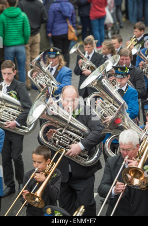 Helston Flora Tag 2015, Mittag Tanz Stockfoto