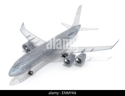 Draht Flugzeugmodell, isoliert auf weiss. Mein eigenes design Stockfoto