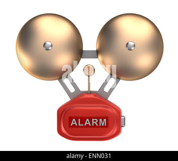 Alarm-Glöckner. Isoliert auf weiss Stockfoto