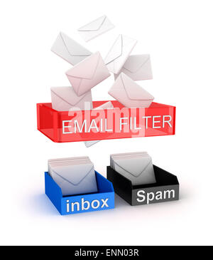 Konzept der e-Mail-Filter in Arbeit. Stockfoto