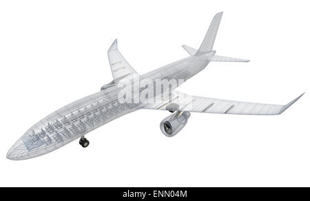 Draht Flugzeugmodell, isoliert auf weiss. Mein eigenes design Stockfoto