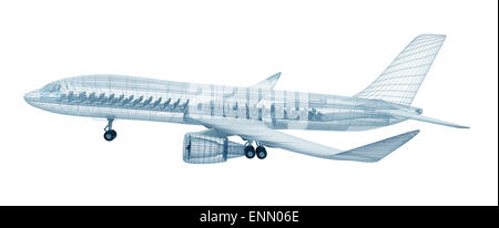 Draht Flugzeugmodell, isoliert auf weiss. Mein eigenes design Stockfoto