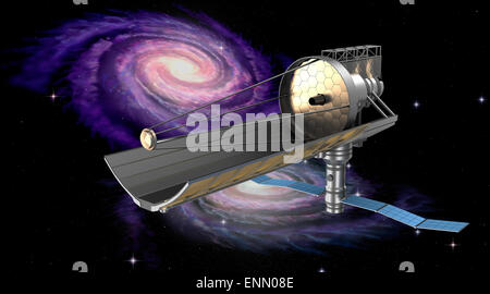 Weltraumteleskop im Orbit. Mein eigenes Design. Stockfoto