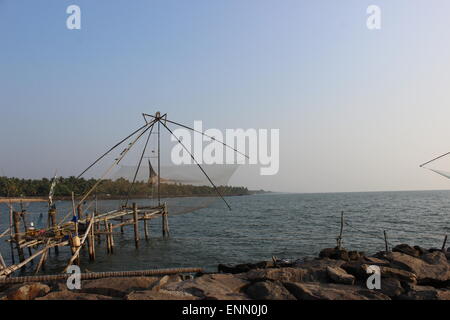 Einem chinesischen Fischernetz. Abend, Vypeen Island Stockfoto