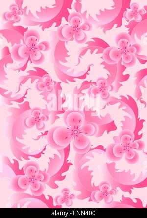 Zart rosa Blüten in hellem rosa Hintergrund Stock Vektor