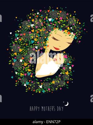 Glückliche Mütter Tag Mutter und Kind-Abbildung Stock Vektor