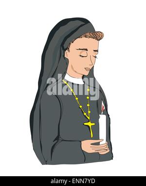 Doodle-Illustration der Nonne Stock Vektor