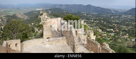 Xativa Schloss und Blick über die umliegenden Umgebung, Valencia, Spanien Stockfoto