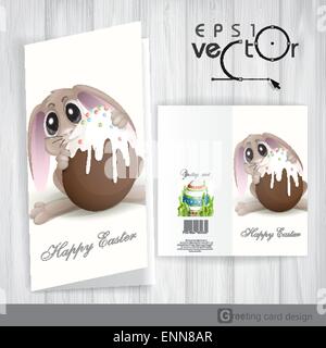 Osterhase mit Schokoladen-Ei. Stock Vektor