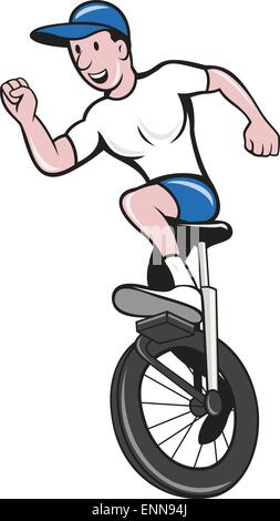 Radfahrer fahren Einrad Cartoon Stock Vektor