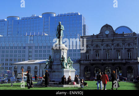 BEL, Belgien, Brüssel, Place de Luxembourg, Gare du Leopold und EU-Parlament.  BEL, G, Place de Luxembourg, Bruessel, Belgien Stockfoto