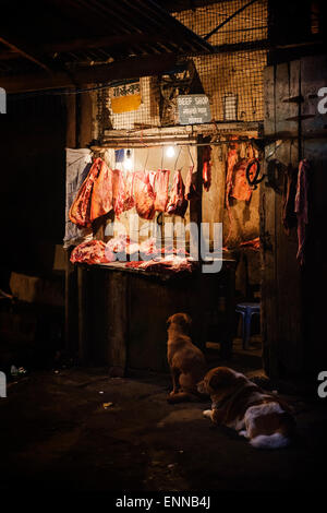 Ein schmal-Fleisch-Markt aus der Main Bazaar in Darjeeling. Stockfoto