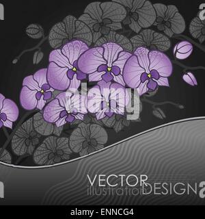 Handzeichnung Orchidee Blume. Stock Vektor