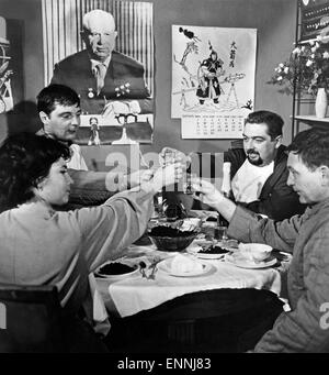 Genosse Münchhausen, Deutschland 1962, Regie: Wolfgang Neuss, Monia: Wolfgang Neuss, Karl-Heinz Zeitler (?), Corny Collins, Stockfoto