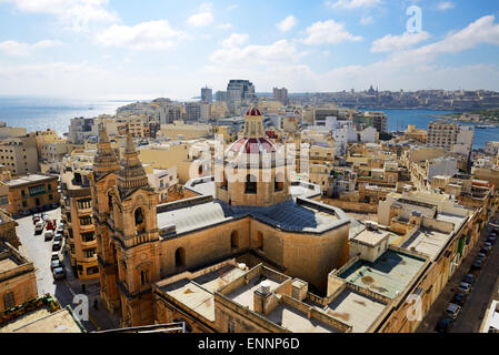 Der Blick auf Sliema und Valletta, Malta Stockfoto