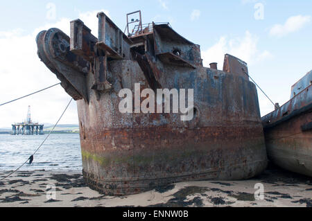 Schiffswracks im Cromarty Firth, Black Isle, Scotland, UK Stockfoto