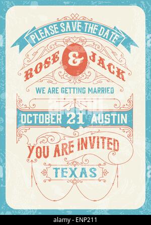 Vektor. Hochzeit Oldtimer Einladungskarte mit geschmiedeten Metallelementen durch Schichten getrennt Stock Vektor