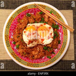 Asiatische Reispfanne Nasi Goreng Stockfoto