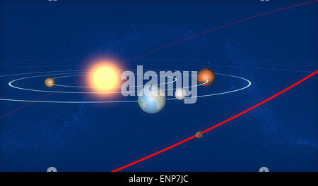 Darstellung der Planeten im Sonnensystem Stockfoto