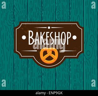 Satz von Bäckerei Logos, Beschriftungen und Design Elemente. Frisches Brot, Kuchen, Torten. Im Vintage-Stil. Stock Vektor