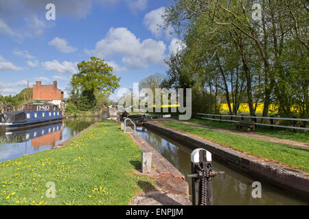 Lapworth Flug der Schlösser an der Stratford-upon-Avon Canal, Warwickshire, England, UK Stockfoto