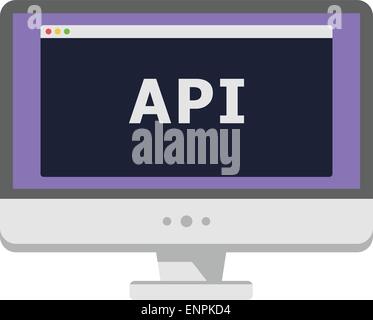 Vektor-Illustration der Personalcomputer Anzeige Fenster mit API-Überschrift Stock Vektor