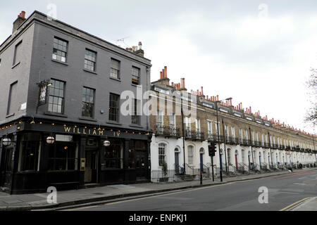 Wilhelm IV. Pub und Ansicht des Gehäuses aus der Ecke der Schäferin zu Fuß und Micawber Street in Islington London N1 KATHY DEWITT Stockfoto