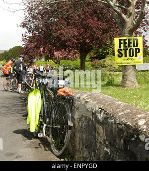 Fahrrad Tour Rest halt in Somerset Stockfoto