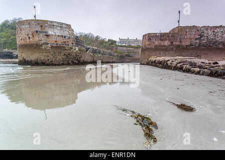 Charlestown Harbour in Cornwall England uk. Blick von der Strand. Stockfoto