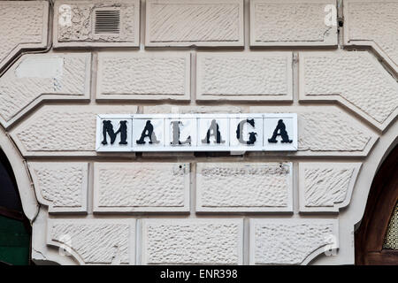 Schild von Málaga, Andalusien in Spanien Stockfoto